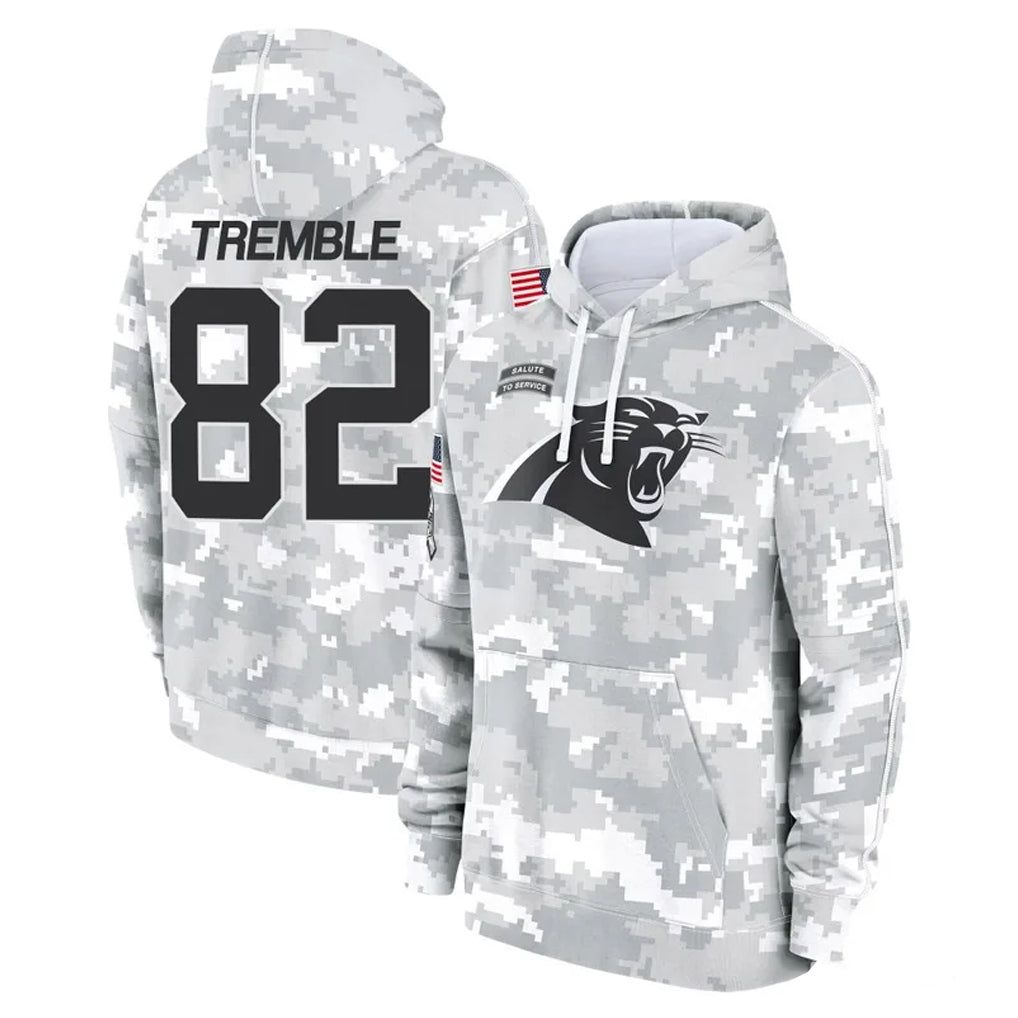 Pkot C.Panthers #82 Tommy Tremble Player Arctic Camo Salute to Service Pullover Hoodies Limited Game Stitched Jerseys