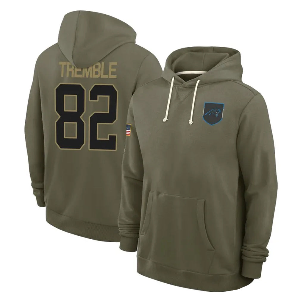 Pkot C.Panthers #82 Tommy Tremble Player Olive Salute to Service Hoodies Game Stitched Jerseys