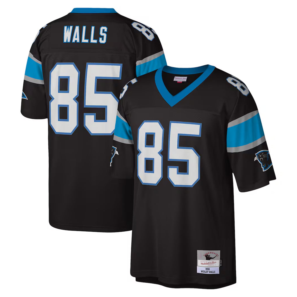 Pkot C.Panthers #85 Wesley Walls Player Black Mitchell & Ness Legacy Replica Stitched Jerseys