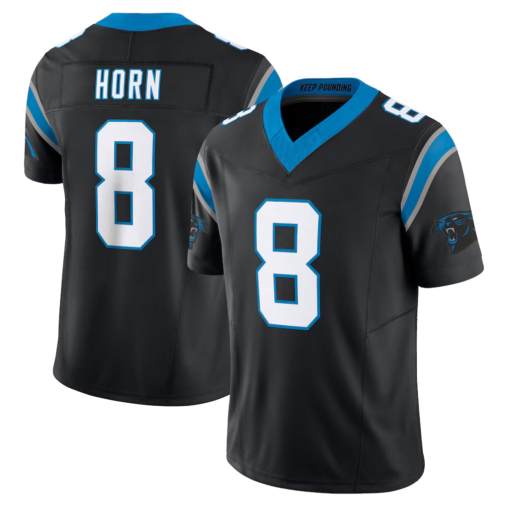 Pkot C.Panthers #8 Jaycee Horn Player Black Vapor F.U.S.E. Limited Home Game Stitched Jerseys