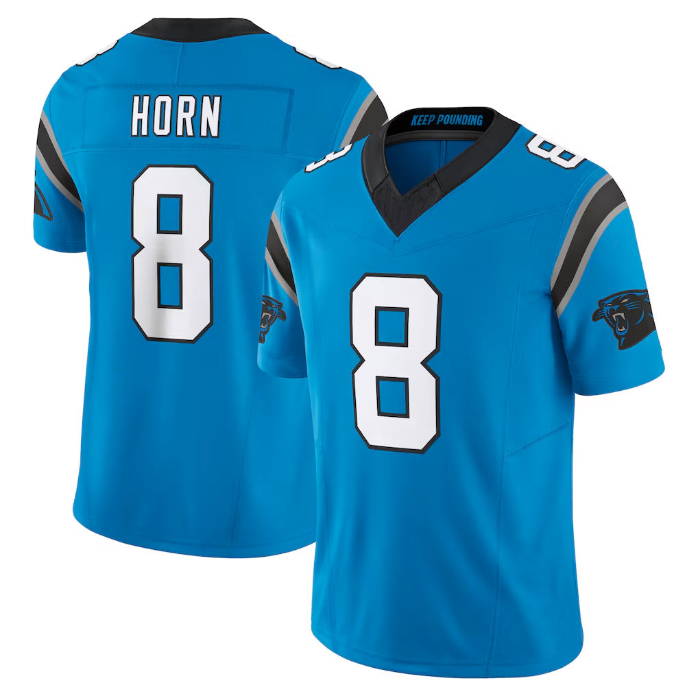 Pkot C.Panthers #8 Jaycee Horn Player Blue Vapor F.U.S.E. Limited Home Game Stitched Jerseys