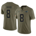 Pkot C.Panthers #8 Jaycee Horn Player Olive Salute to Service Game Stitched Jerseys