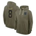 Pkot C.Panthers #8 Jaycee Horn Player Olive Salute to Service Hoodies Game Stitched Jerseys