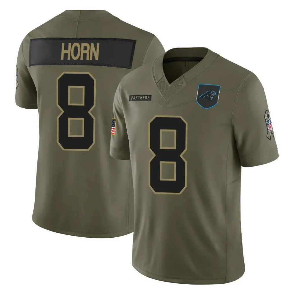 Pkot C.Panthers #8 Jaycee Horn Player Olive Salute to Service Limited Home Game Stitched Jerseys