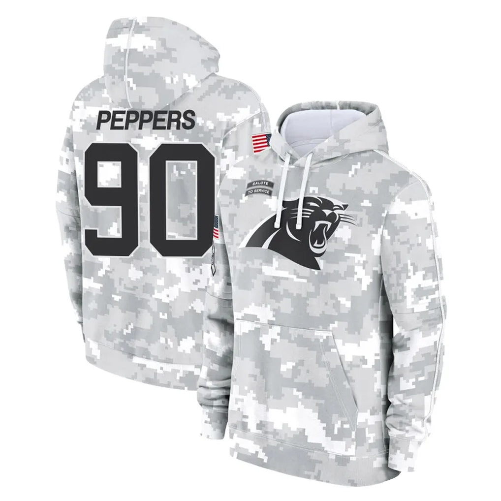 Pkot C.Panthers #90 Julius Peppers Player Arctic Camo Salute to Service Pullover Hoodies Limited Game Stitched Jerseys