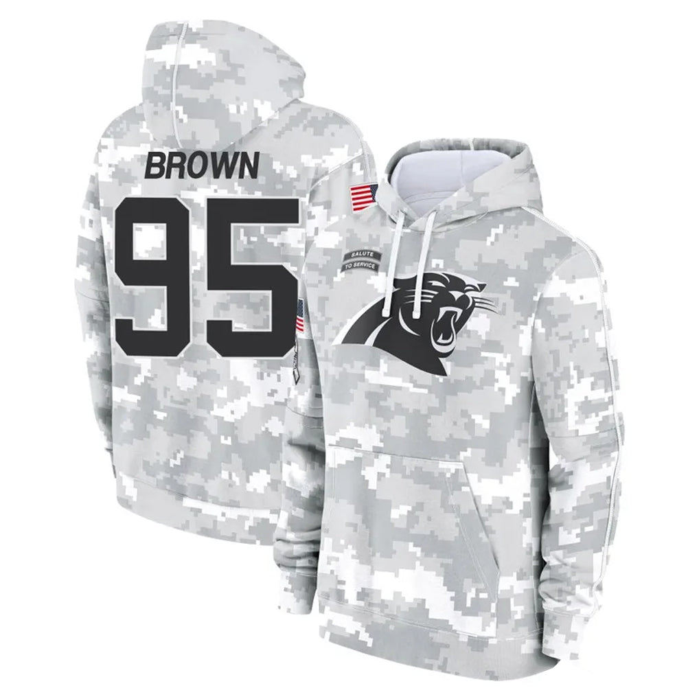 Pkot C.Panthers #95 Derrick Brown Player Arctic Camo Salute to Service Pullover Hoodies Limited Game Stitched Jerseys