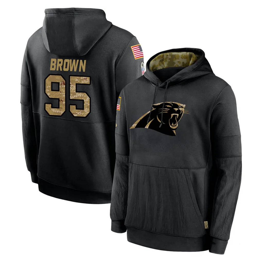 Pkot C.Panthers #95 Derrick Brown Player Black Salute to Service Pullover Hoodies Limited Game Stitched Jerseys