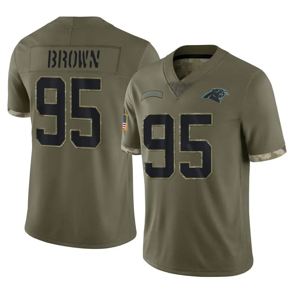 Pkot C.Panthers #95 Derrick Brown Player Olive Salute to Service Game Stitched Jerseys