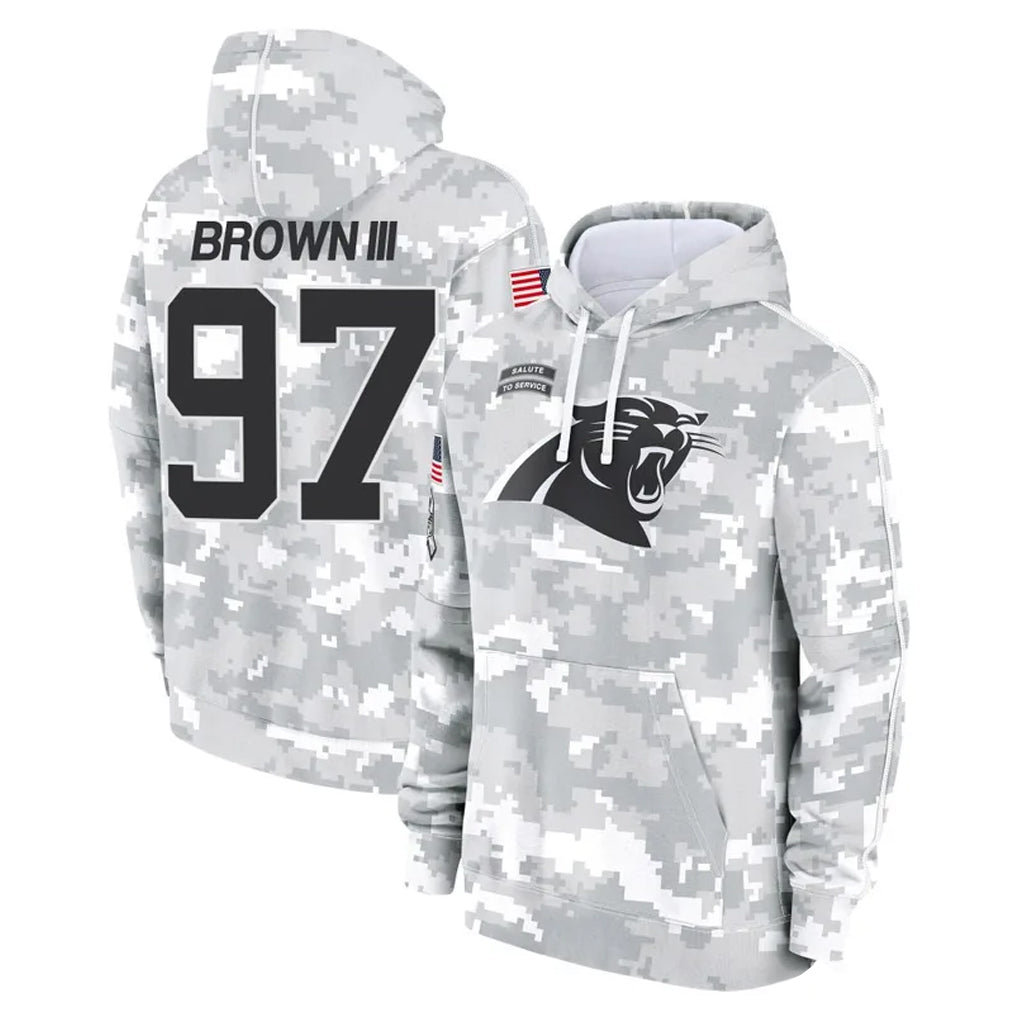 Pkot C.Panthers #97 Bobby Brown III Player Arctic Camo Salute to Service Pullover Hoodies Limited Game Stitched Jerseys