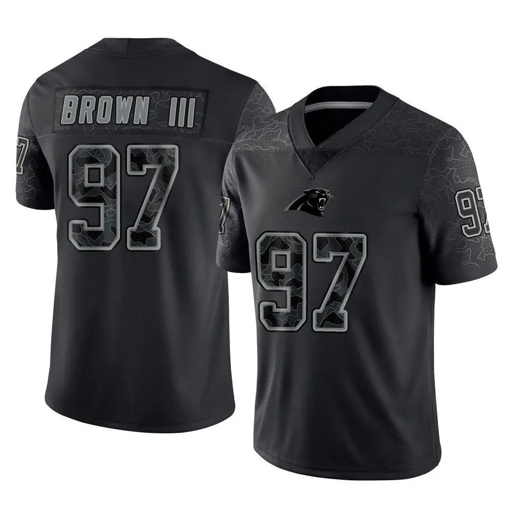 Pkot C.Panthers #97 Bobby Brown III Player Black Limited Reflective Game Stitched Jerseys