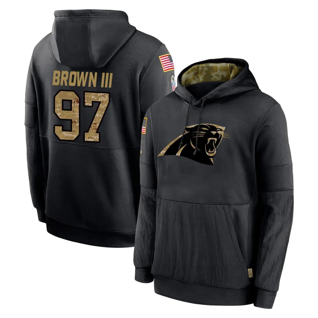 Pkot C.Panthers #97 Bobby Brown III Player Black Salute to Service Pullover Hoodies Limited Game Stitched Jerseys