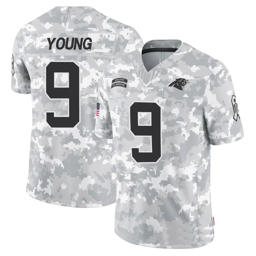 Pkot C.Panthers #9 Bryce Young Player Arctic Camo Salute to Service Limited Stitched Jerseys