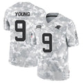 Pkot C.Panthers #9 Bryce Young Player Arctic Camo Salute to Service Limited Stitched Jerseys