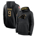 Pkot C.Panthers #9 Bryce Young Player Black Salute to Service Pullover Hoodies Limited Game Stitched Jerseys