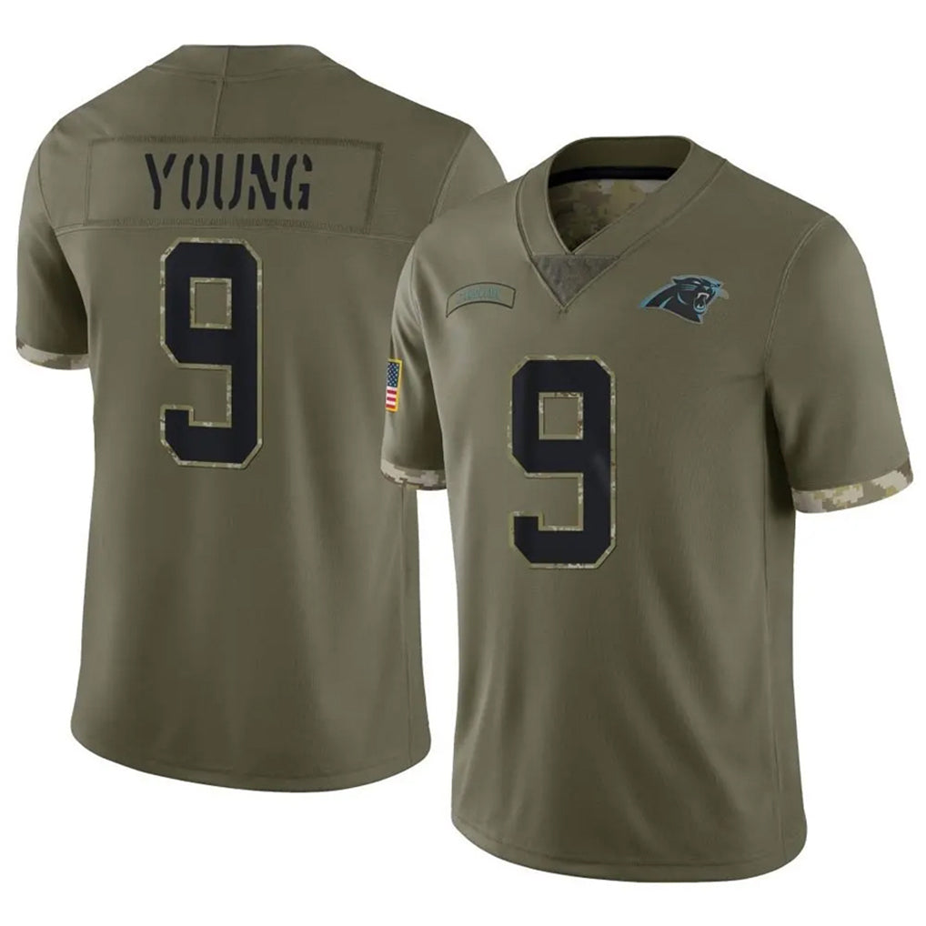 Pkot C.Panthers #9 Bryce Young Player Olive Salute To Service Limited Stitched Jerseys