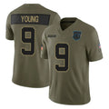 Pkot C.Panthers #9 Bryce Young Player Olive Salute to Service Limited Home Game Stitched Jerseys