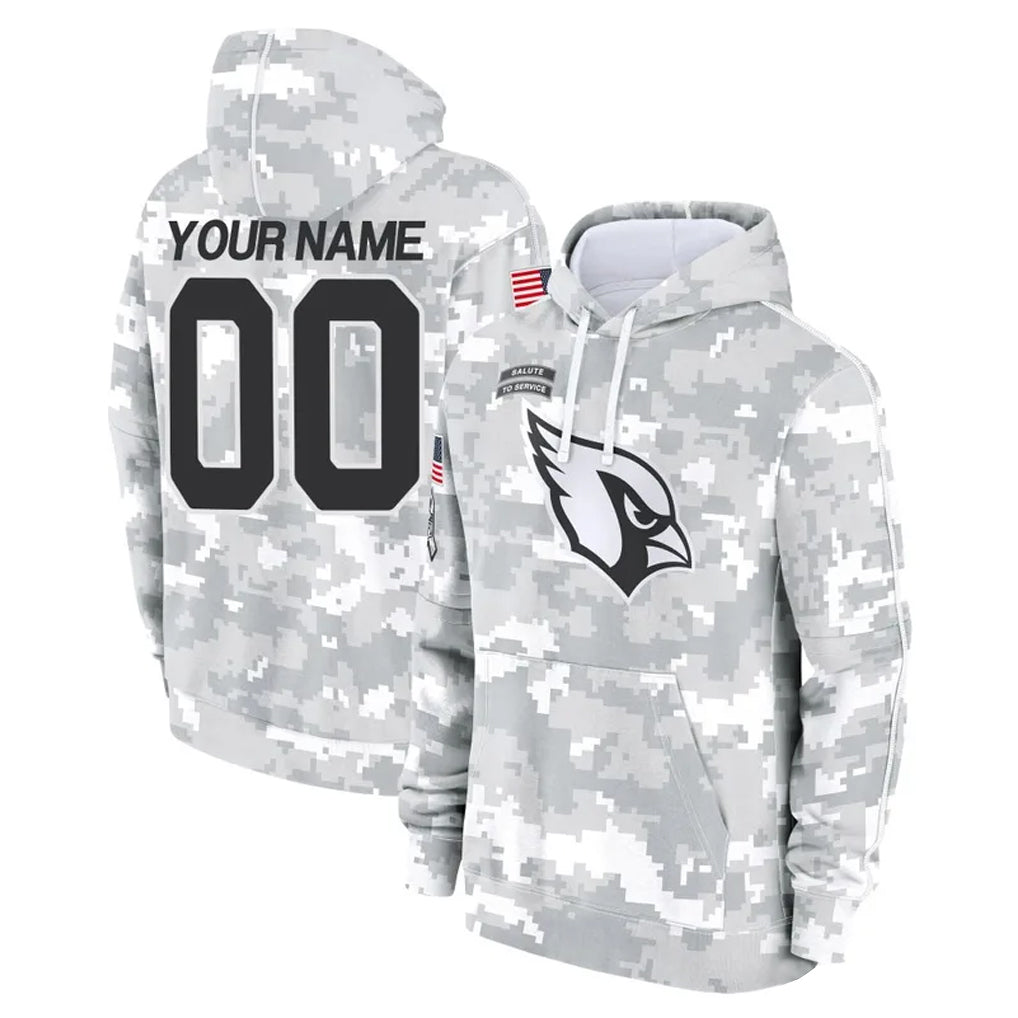 Pkot Custom A.Cardinals Arctic Camo Salute to Service Limited Hoodie Any Name & Numbers Stitched Jerseys