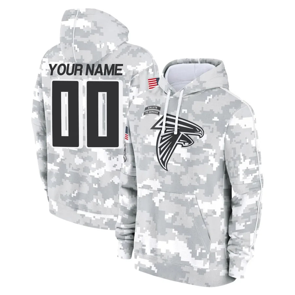 Pkot Custom A.Falcons Arctic Camo Salute to Service Limited Hoodie Any Name & Numbers Stitched Jerseys