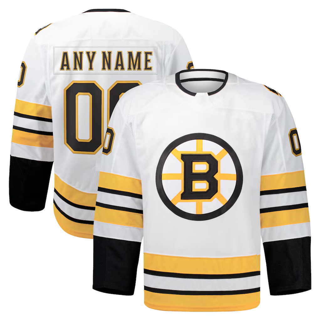 Pkot Custom B.Bruins White Away Authentic Pro Stitched Jerseys