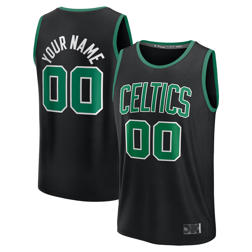 Pkot Custom B.Celtics Black Fast Break Jerseys - Statement Edition