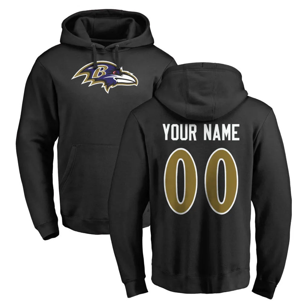 Pkot Custom B.Ravens Black Pullover Hoodie Any Name & Numbers Stitched Jerseys