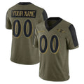 Pkot Custom B.Ravens Olive Salute To Service Limited Game Any Name & Numbers Stitched Jerseys