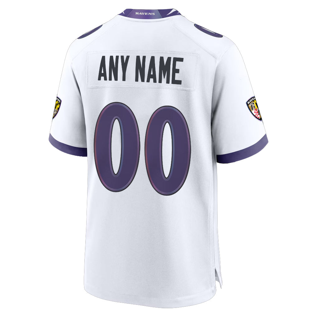 Pkot Custom B.Ravens White Home Game Any Name & Numbers Stitched Jerseys