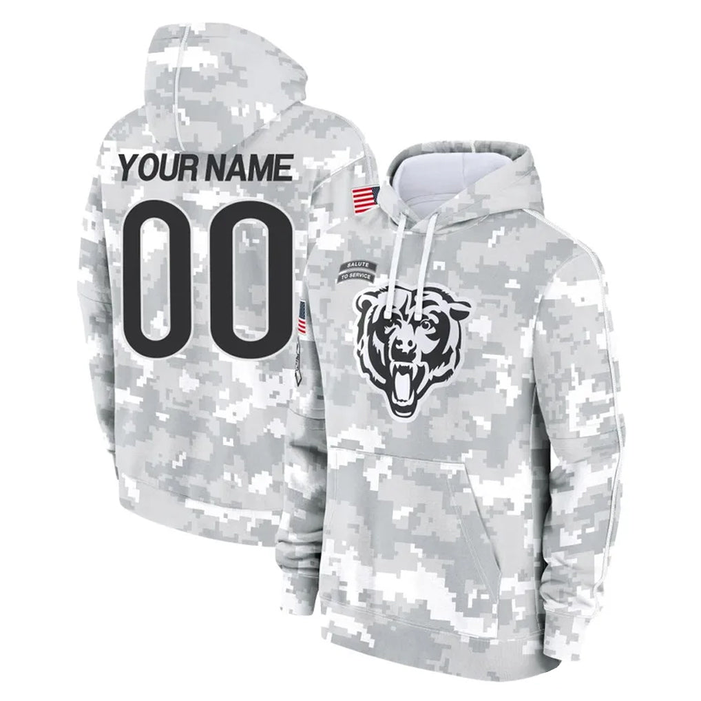 Pkot Custom C.Bears Arctic Camo Salute to Service Pullover Hoodies Limited Any Name & Numbers Stitched Jerseys