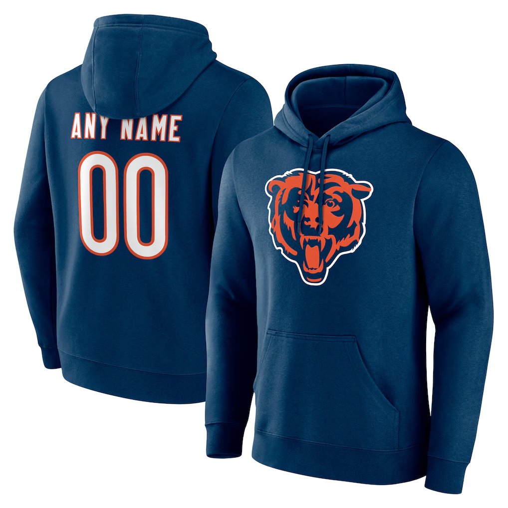 Pkot Custom C.Bears Navy Team Authentic Personalized Name & Number Hoodie Stitched Jerseys