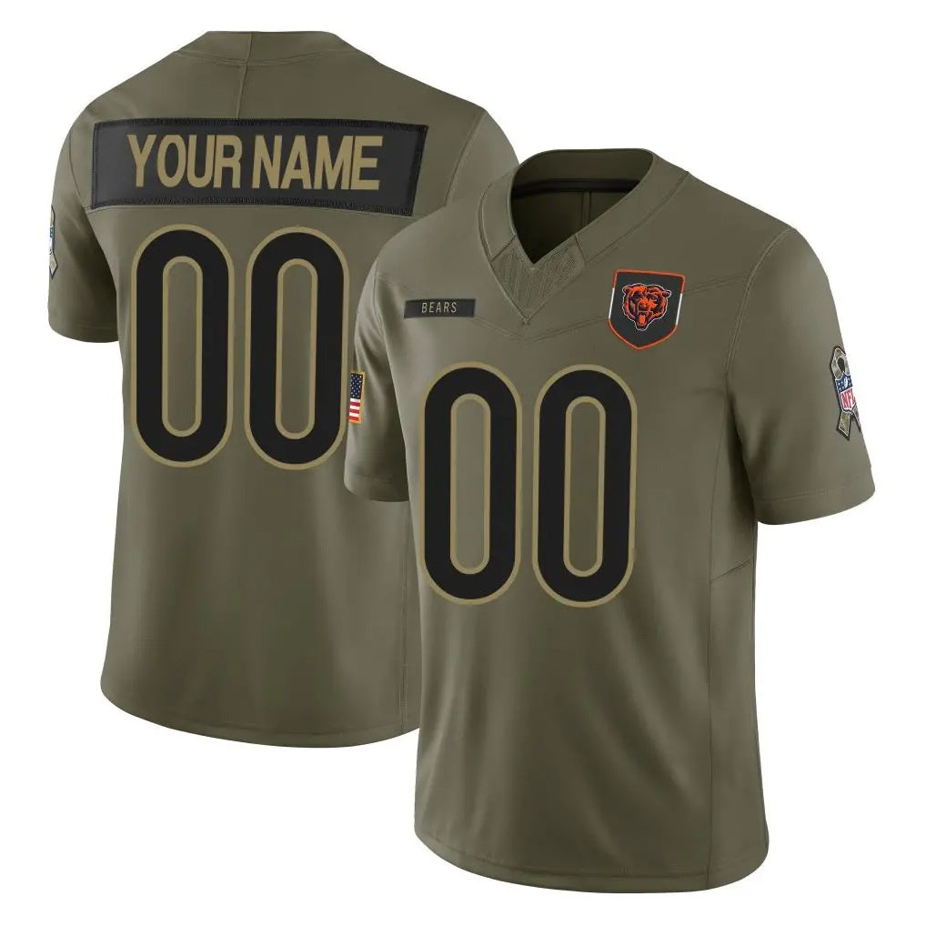 Pkot Custom C.Bears Olive Salute to Service Limited Home Game Any Name & Numbers Stitched Jerseys