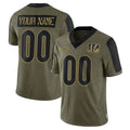 Pkot Custom C.Bengals Olive Salute to Service Game Any Name & Numbers Stitched Jerseys