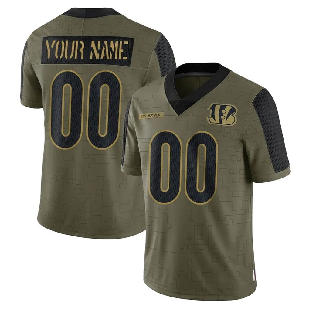 Pkot Custom C.Bengals Olive Salute to Service Game Any Name & Numbers Stitched Jerseys