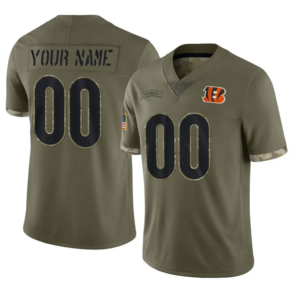 Pkot Custom C.Bengals Olive Salute to Service Limited Game Any Name & Numbers Stitched Jerseys