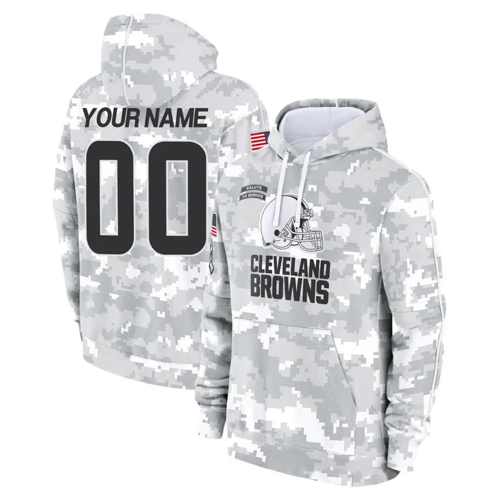 Pkot Custom C.Browns Arctic Camo Salute to Service Hoodies Limited Any Name & Numbers Stitched Jerseys