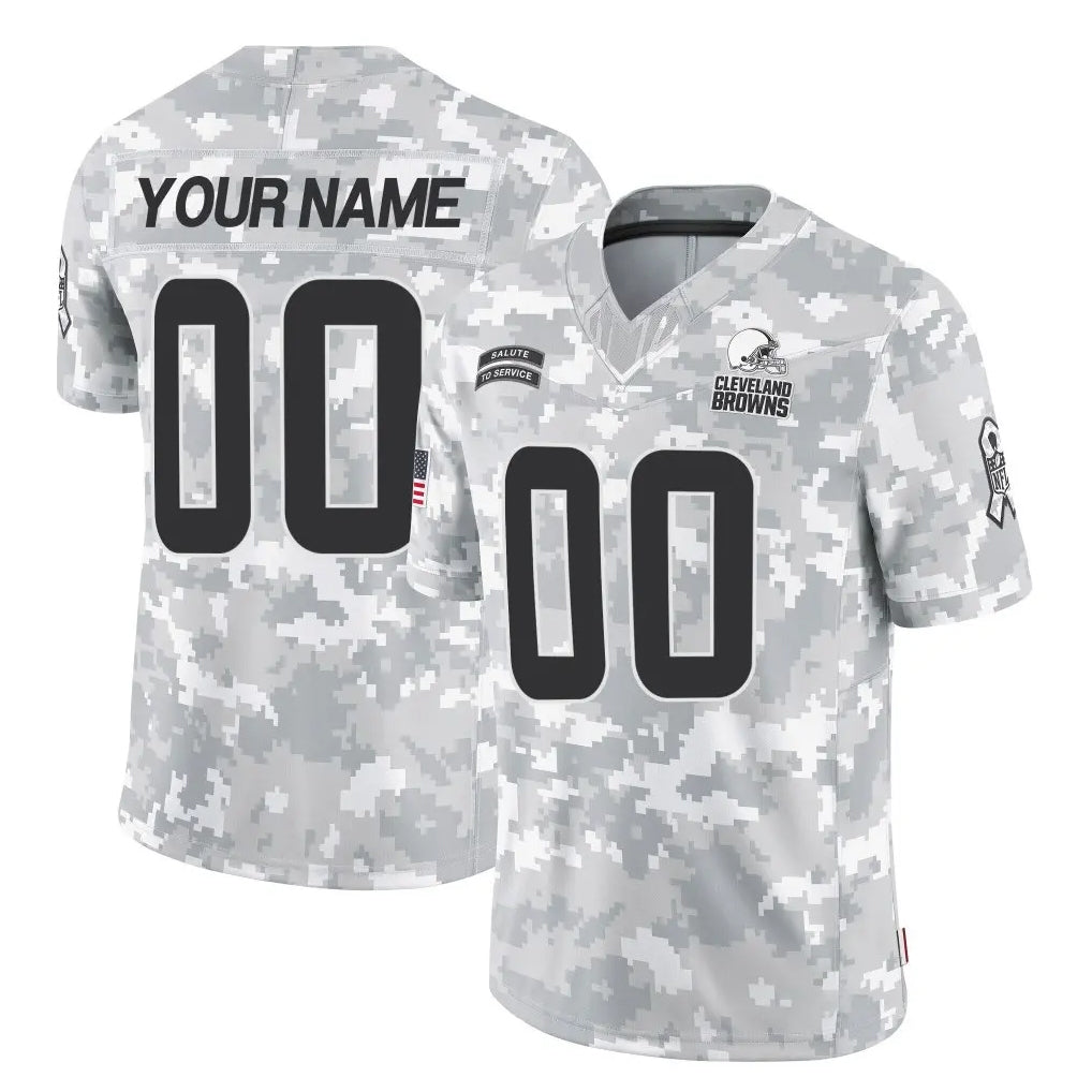 Pkot Custom C.Browns Arctic Camo Salute to Service Limited Home Game Any Name & Numbers Stitched Jerseys