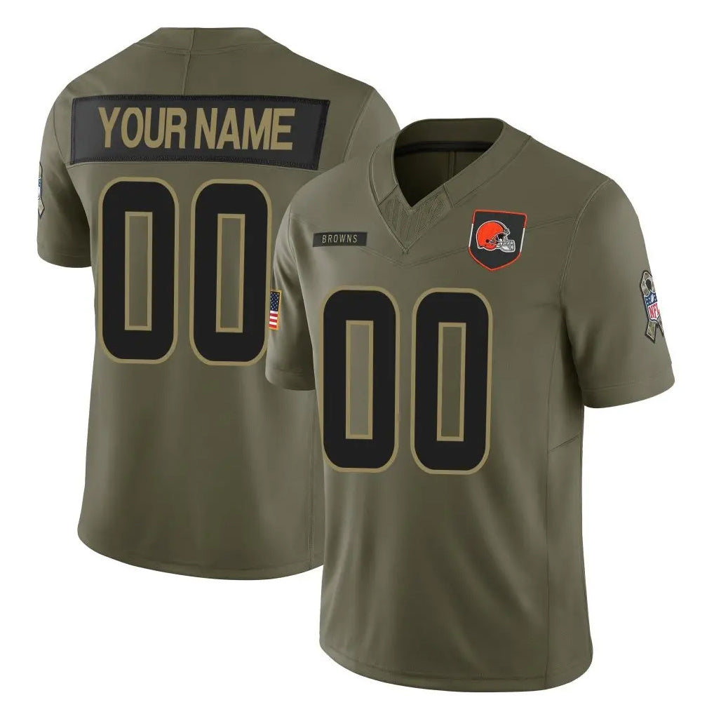 Pkot Custom C.Browns Olive 2025 Salute to Service Limited Home Game Any Name & Numbers Stitched Jerseys