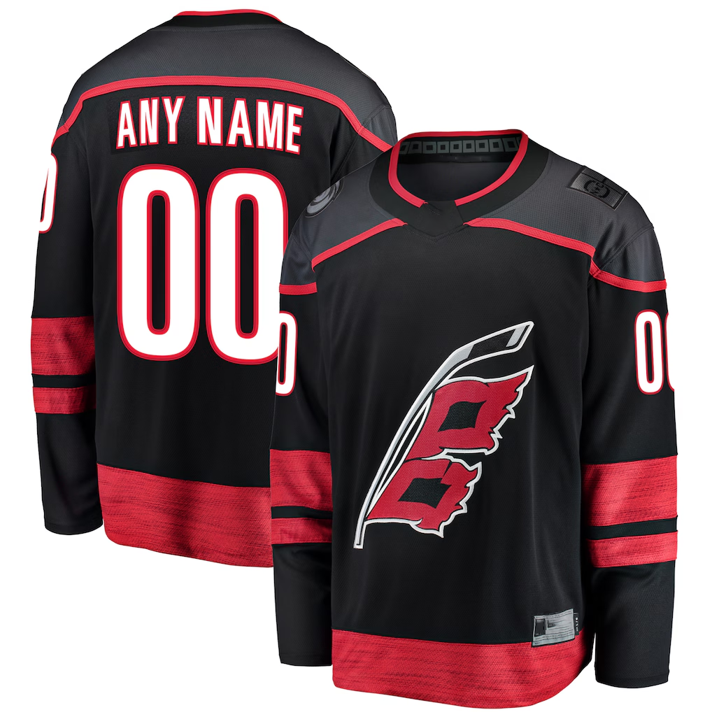 Pkot Custom C.Hurricanes Black Home Breakaway Stitched Jerseys