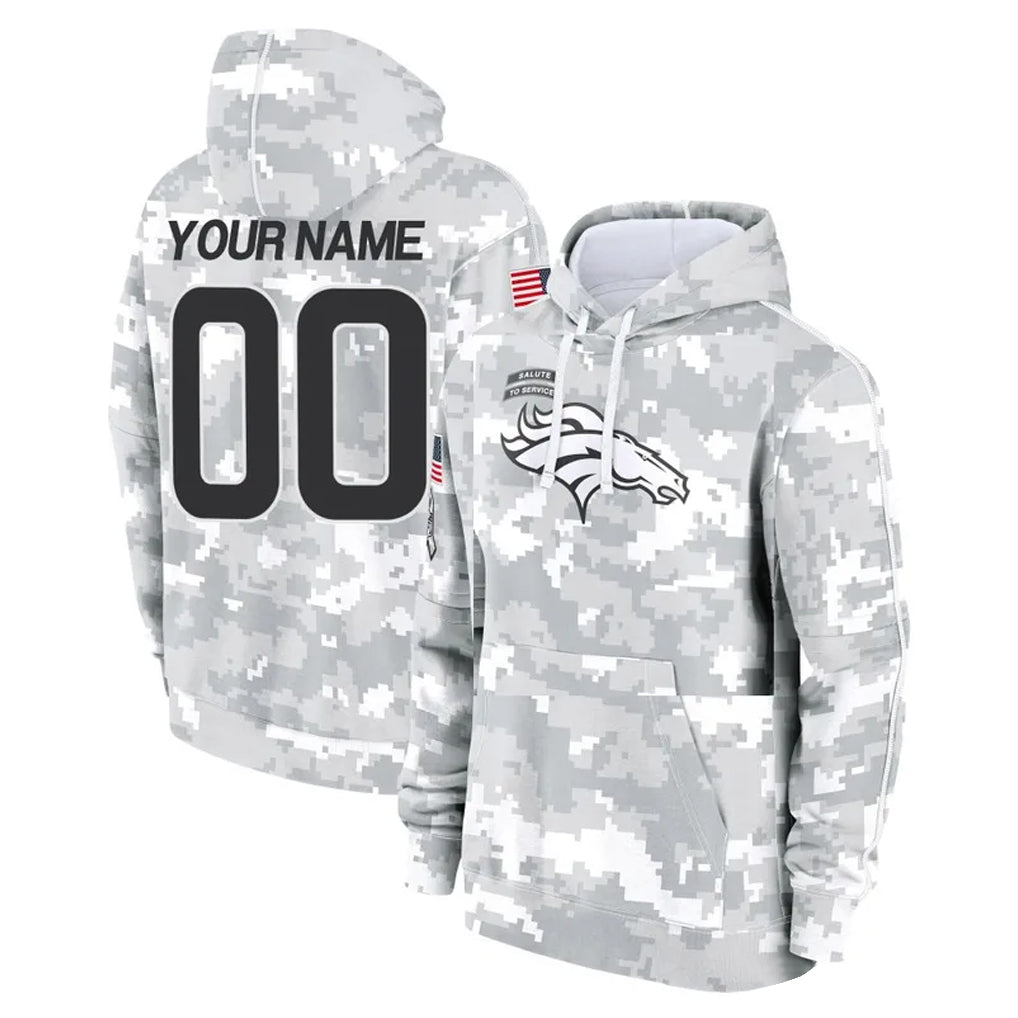 Pkot Custom D.Broncos Arctic Camo Salute to Service Hoodies Limited Any Name & Numbers Stitched Jerseys