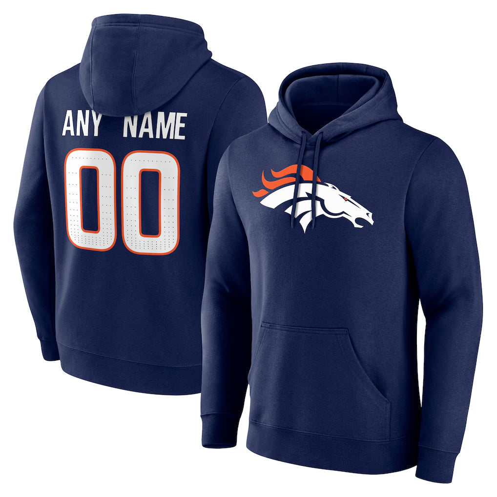 Pkot Custom D.Broncos Navy Pullover Hoodie Limited Any Name & Numbers Stitched Jerseys