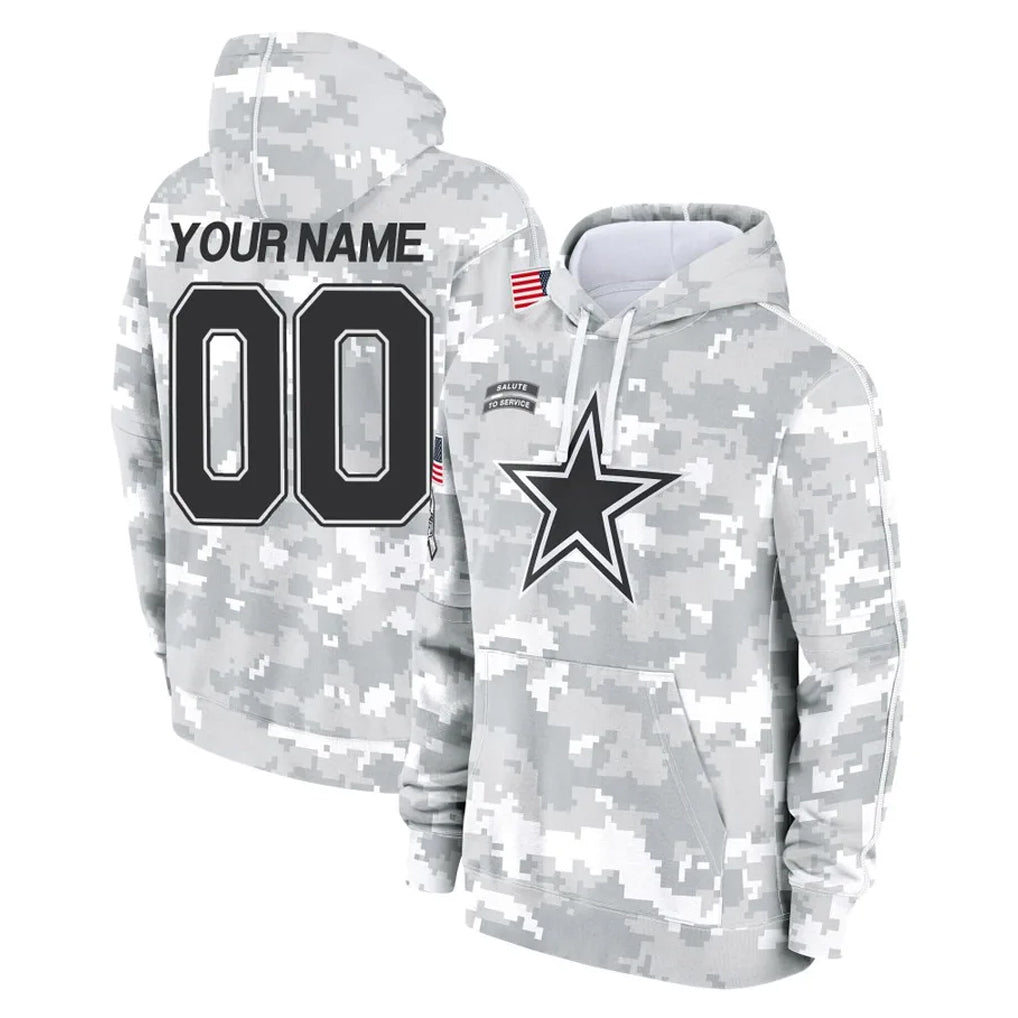 Pkot Custom D.Cowboys Arctic Camo Salute to Service Hoodies Limited Game Any Name & Numbers Stitched Jerseys