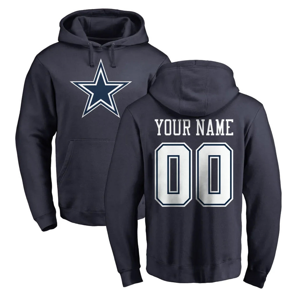 Pkot Custom D.Cowboys Navy Pullover Hoodies Limited Any Name & Numbers Stitched Jerseys