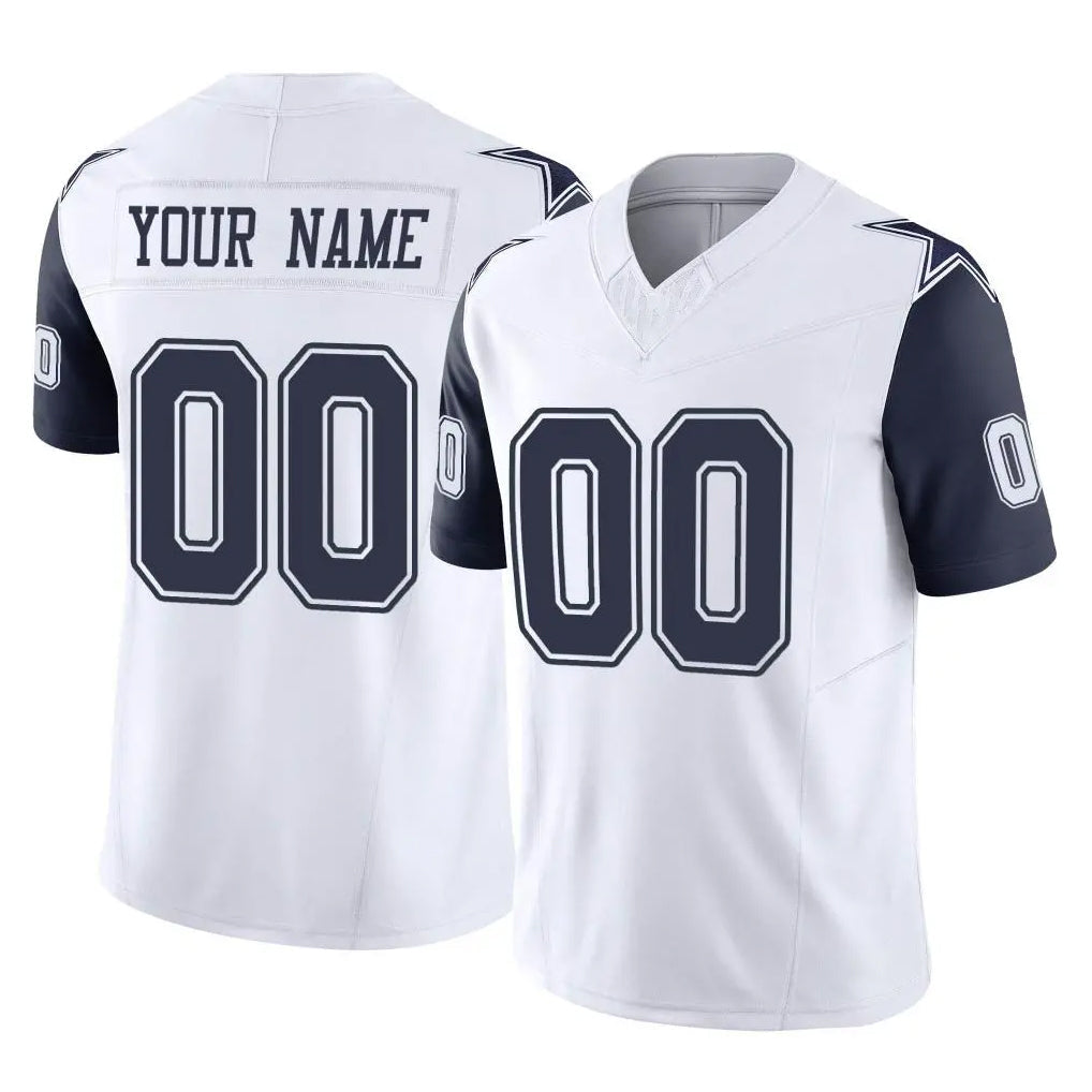 Pkot Custom D.Cowboys White-Navy Limited Vapor F.U.S.E. Home Game Any Name & Numbers Stitched Jerseys
