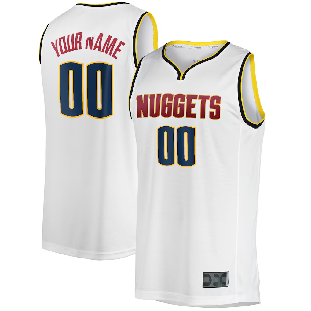 Pkot Custom D.Nuggets  White Fast Break Replica Jerseys - Association Edition