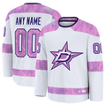 Pkot Custom D.Stars White 2024 Hockey Fights Cancer Practice Jerseys