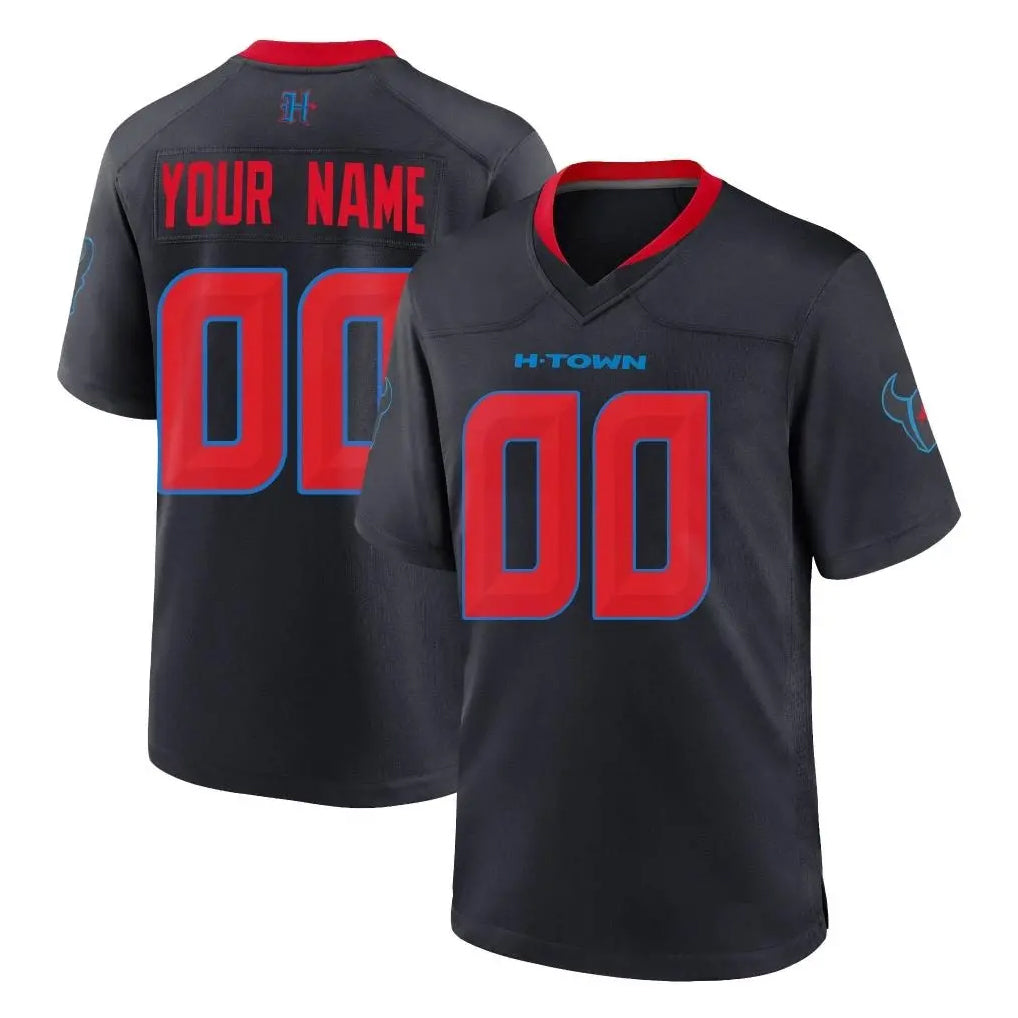 Pkot Custom H.Texans Navy 2nd Alternate Home Game Any Name & Numbers Stitched Jerseys