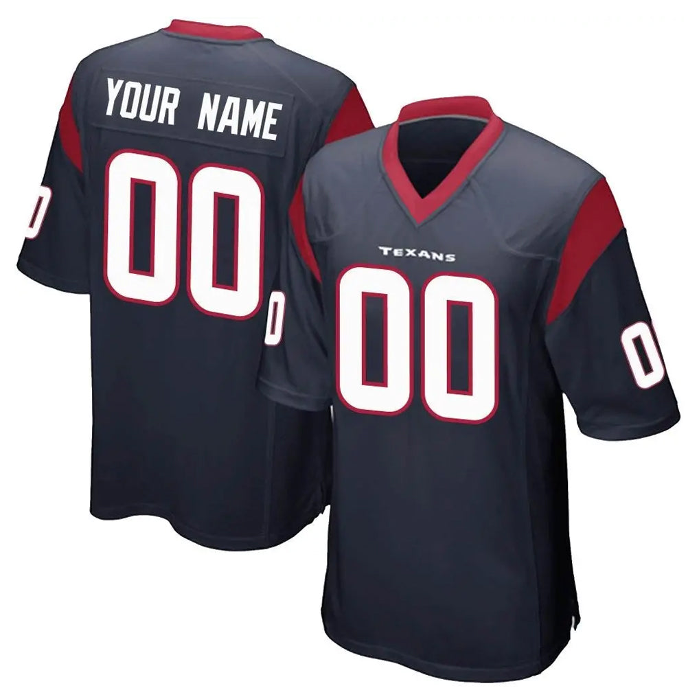 Pkot Custom H.Texans Navy Home Game Any Name & Numbers Stitched Jerseys