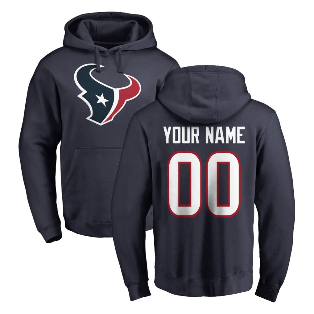 Pkot Custom H.Texans Navy Pro Line Pullover Hoodie Limited Game Any Name & Numbers Stitched Jerseys