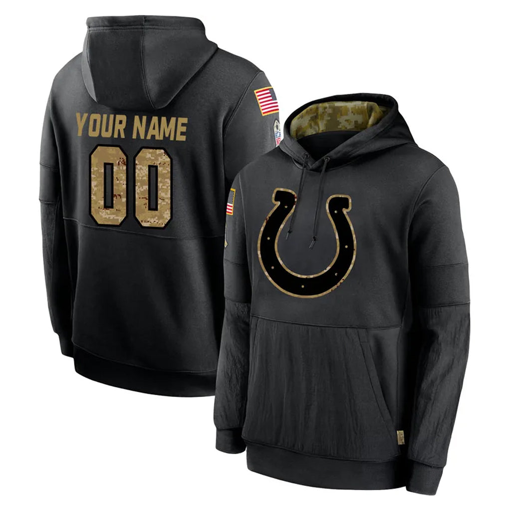 Pkot Custom IN.Colts Black Salute to Service Hoodies Limited Game Any Name & Numbers Stitched Jerseys