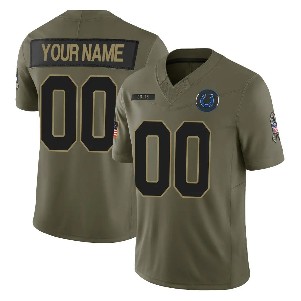 Pkot Custom IN.Colts Olive 2025 Salute To Service Limited Game Any Name & Numbers Stitched Jerseys