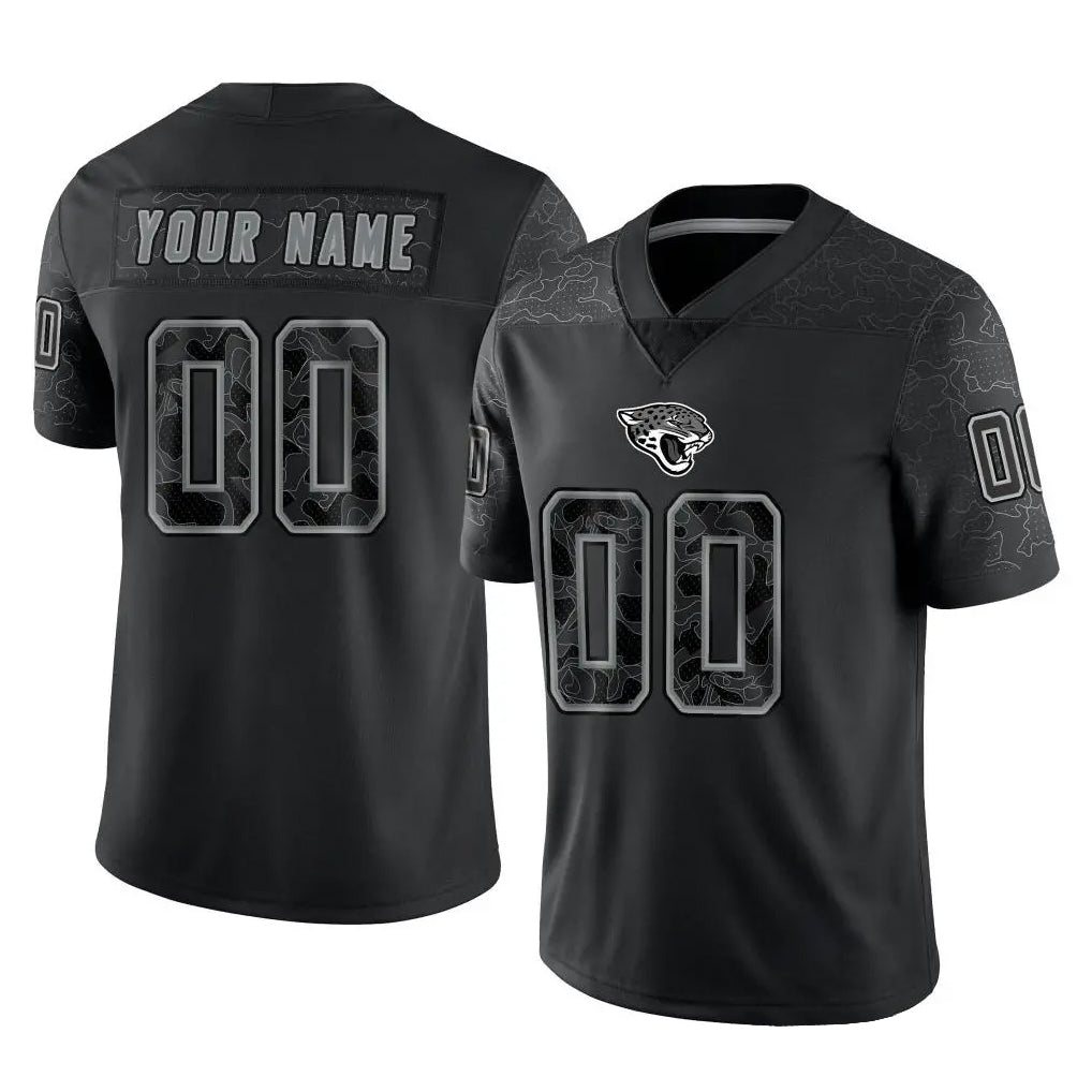 Pkot Custom J.Jaguars Black Reflective Limited Game Any Name & Numbers Stitched Jerseys